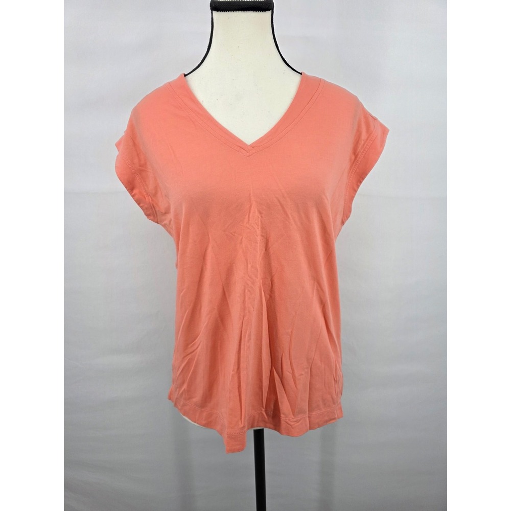 Athleta Women XS Coral Orange V-Neck Short Sleeve Activewear T-Shirt 3055